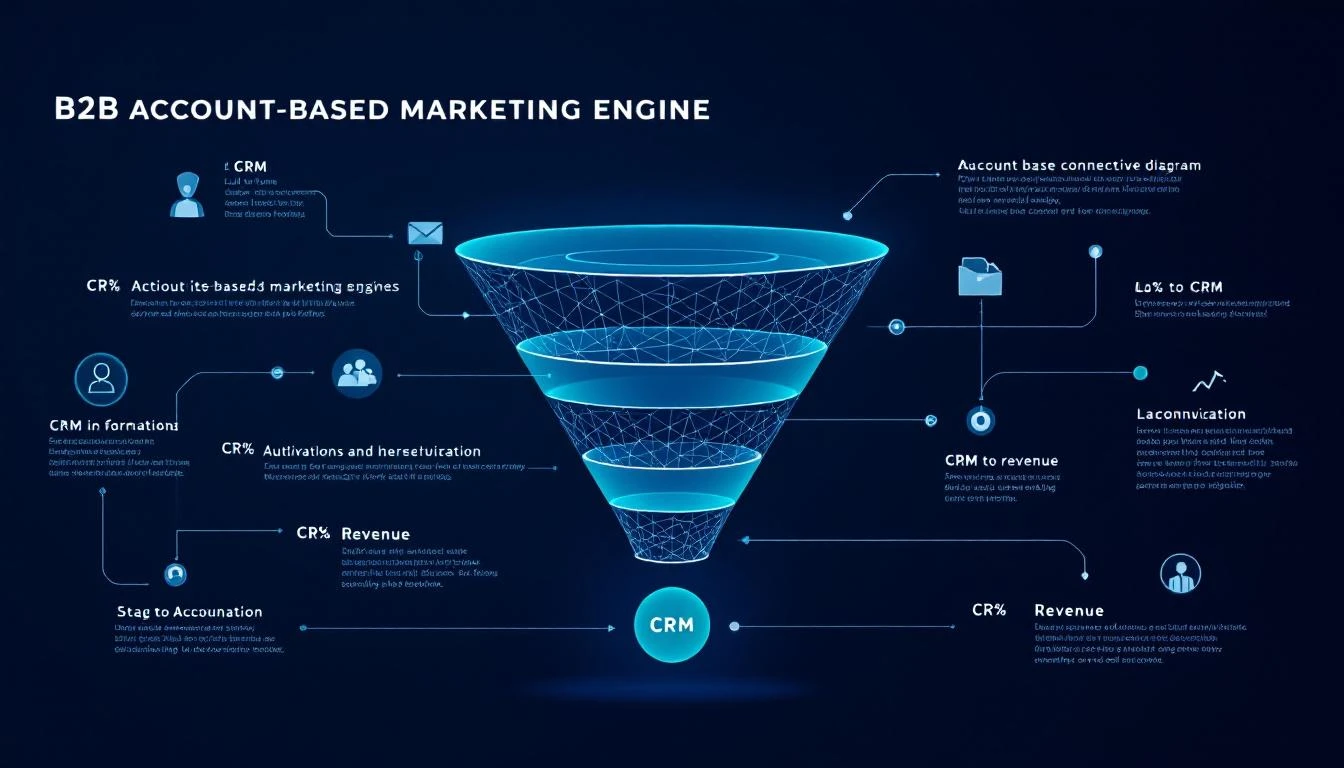 Full-funnel ABM engine workflow from CRM integration to revenue attribution