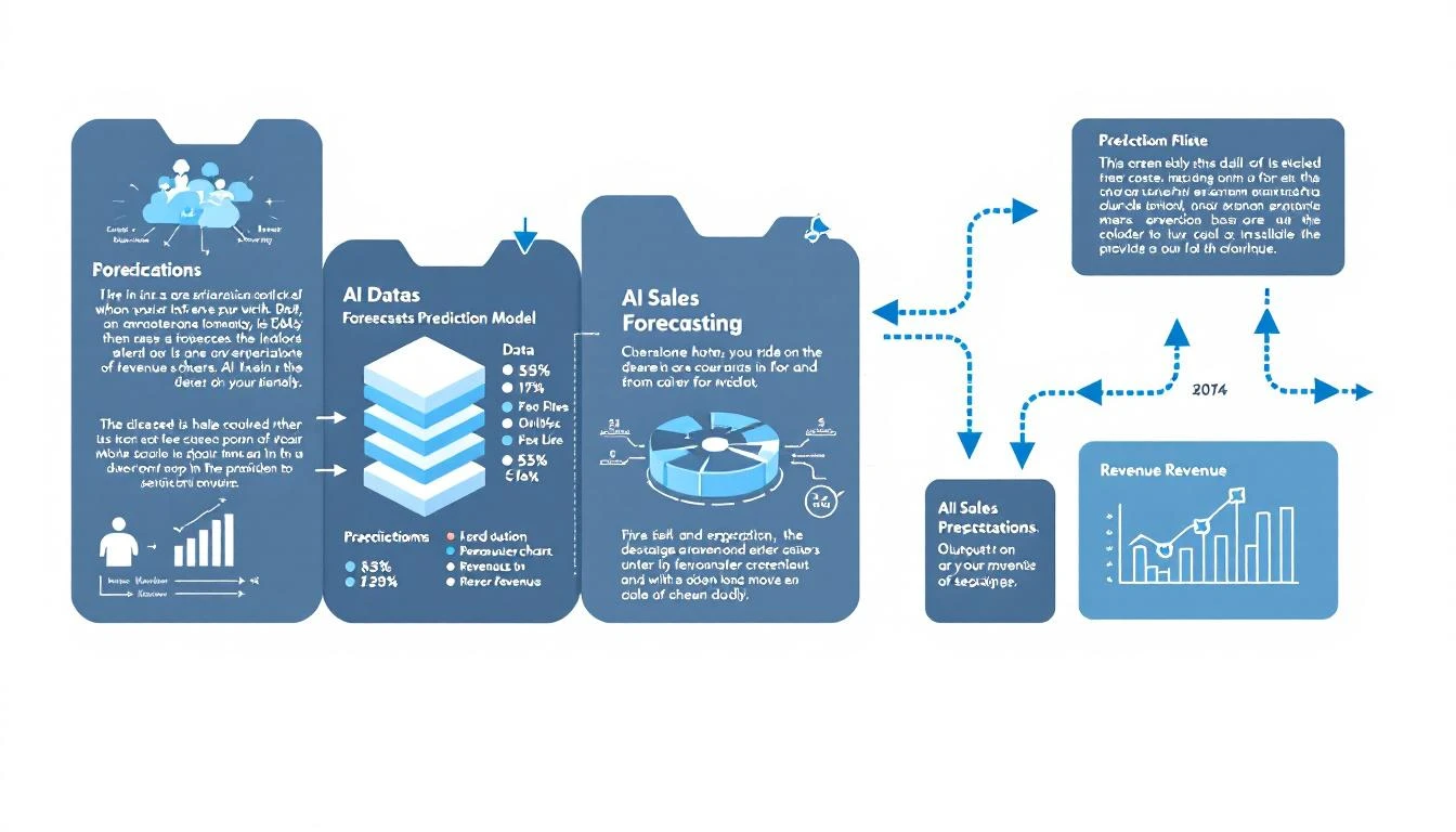 AI sales forecasting pipeline with data flowing into prediction model