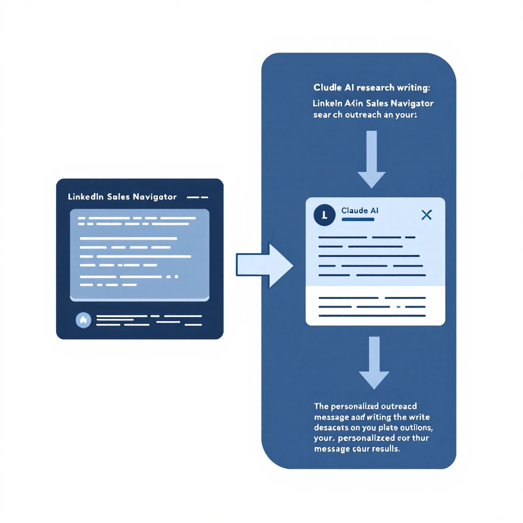SDR workflow diagram showing Sales Navigator feeding into Claude for research and personalized outreach