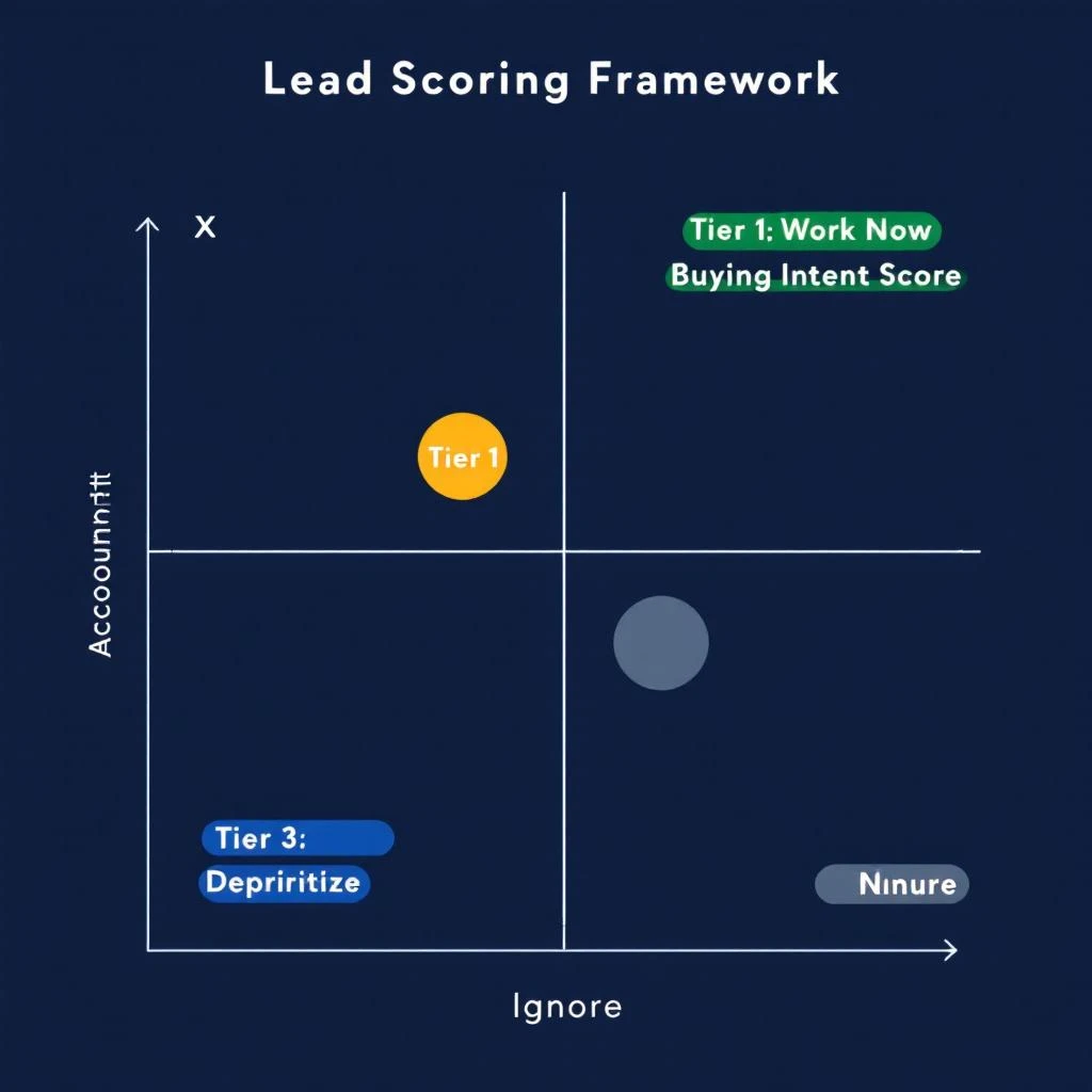 Two-axis lead scoring framework mapping account fit against buying intent