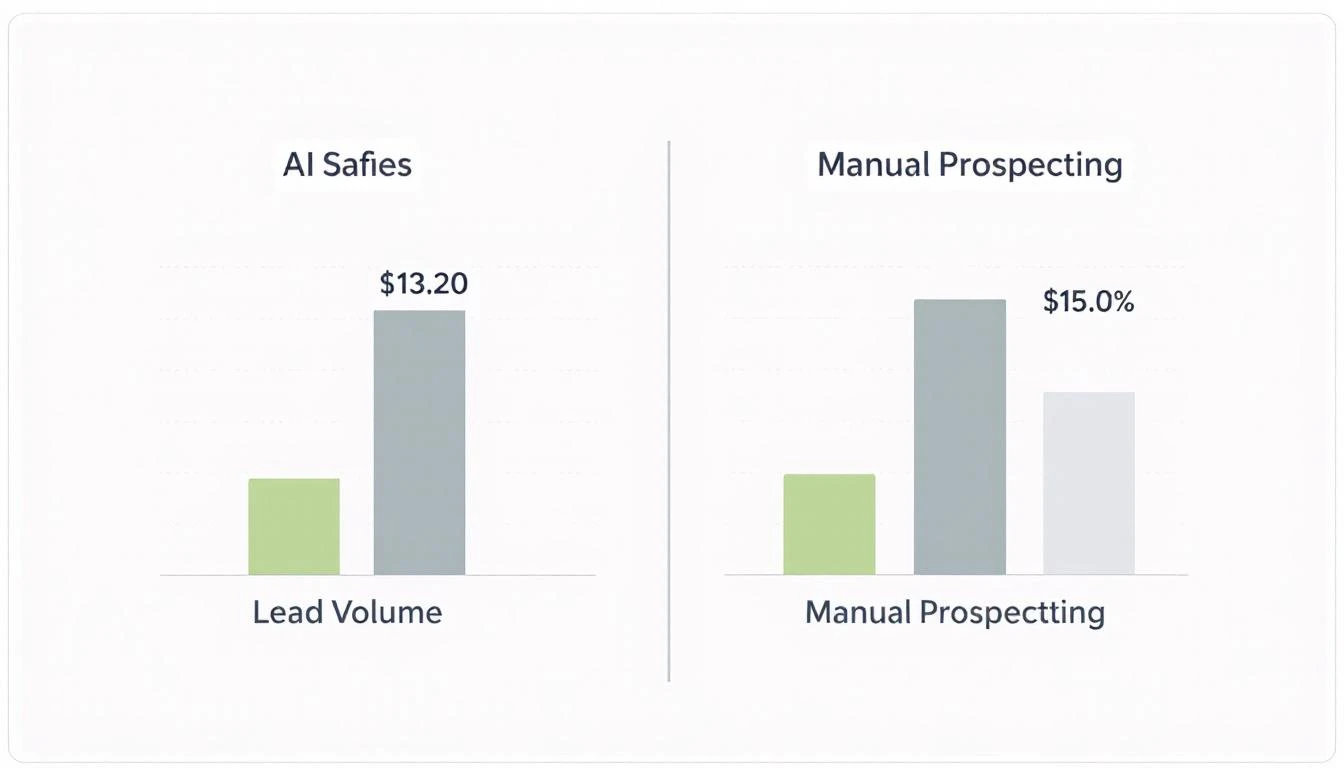 Time savings comparison showing AI automation versus manual prospecting