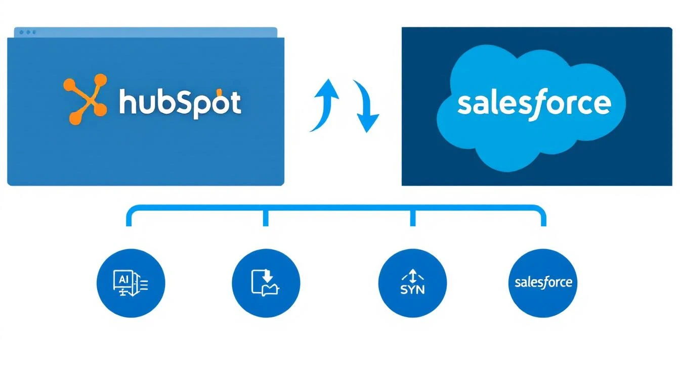 HubSpot and Salesforce connected through AI orchestration layer