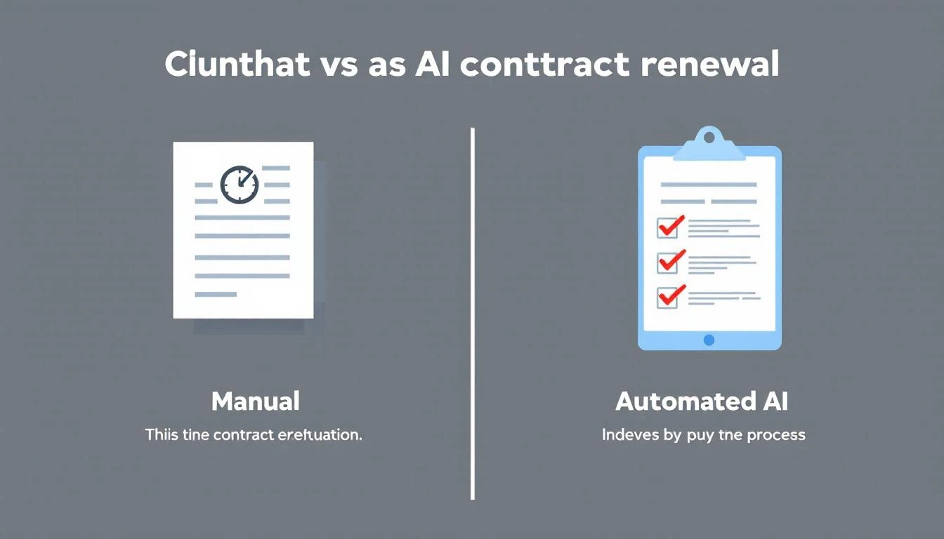 Comparison of manual vs AI renewal process showing time savings and early detection