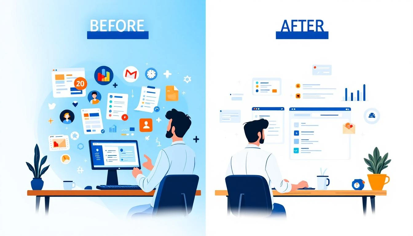 Before and after SDR automation: from 20 tabs to one task list