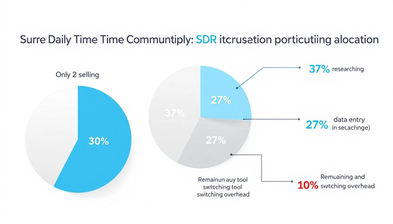 SDR daily time allocation breakdown showing only 2 hours of active selling