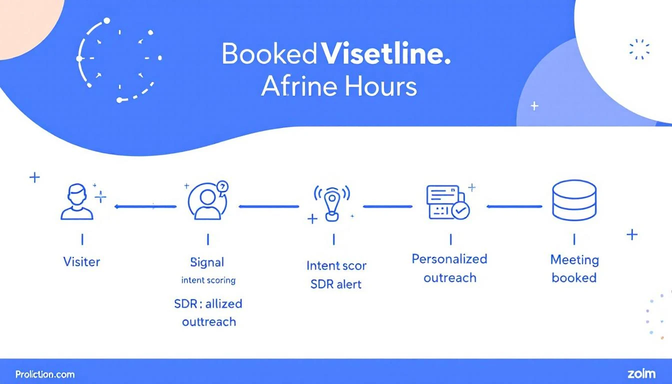Signal to meeting pipeline showing the 24-hour journey from visitor identification to booked meeting