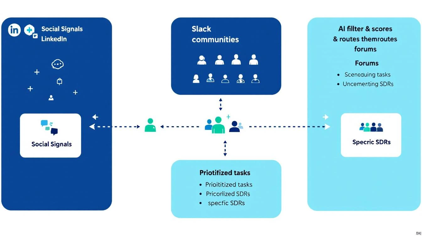 How social signal routing works: from social channels through AI scoring to SDR task assignment